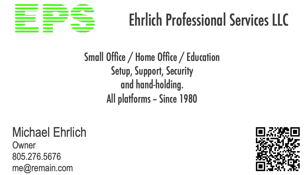 EHRLICH PROFESSIONAL SERVICES LLC
BUSINESS CARD